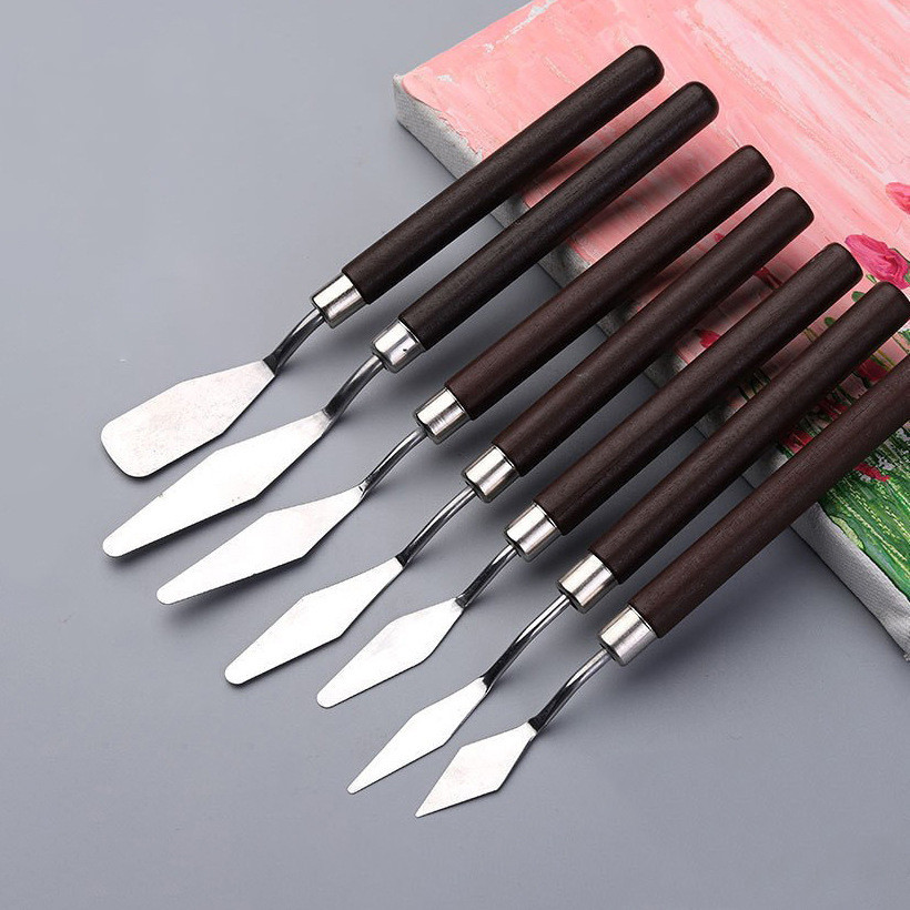 

7pcs/Set Oil Painting Scraper Palette Knife Watercolors Fine Acrylic Gouache Paint Spatula Pick Color Mixing Tools Art Supplies
