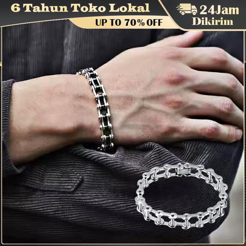 Gelang Rantai Sepeda Motor / Gelang Pria Titanium Rantai Anak Motor / Gelang Pria Rantai Motor Titan