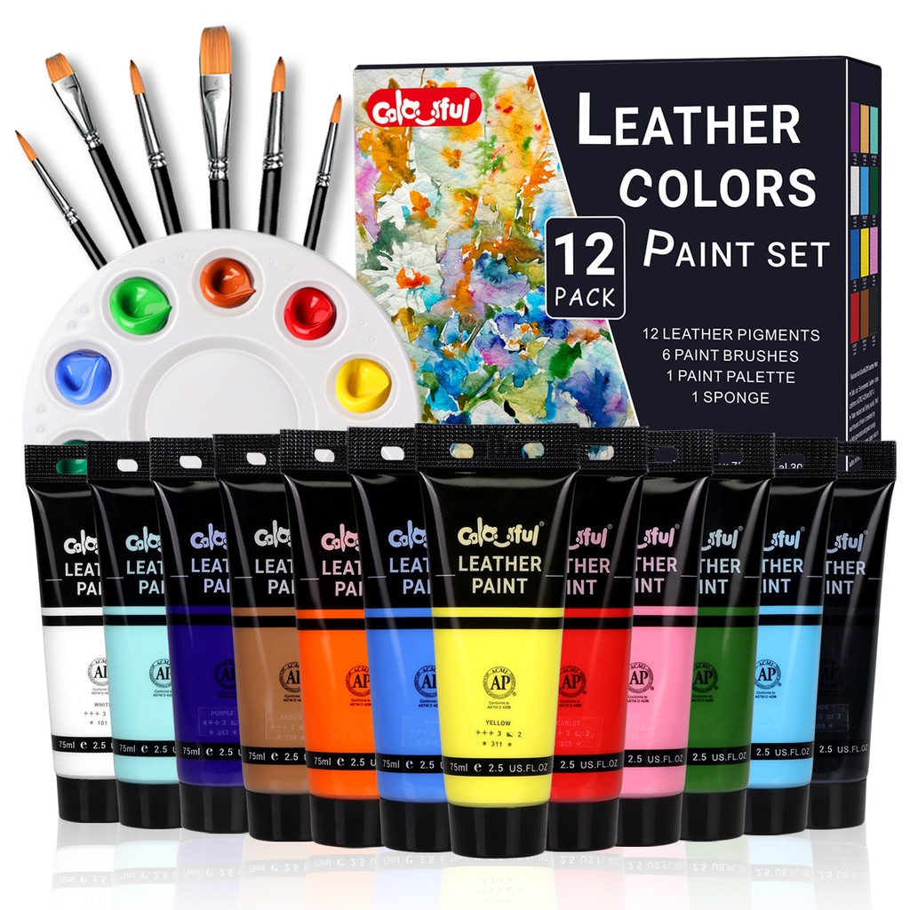 

Acrylic Leather PigmentPaint set 12 Colors Leather For Bags,Shoe,Crafts DIY Waterproof Never Fading Leather Repair paint pigment