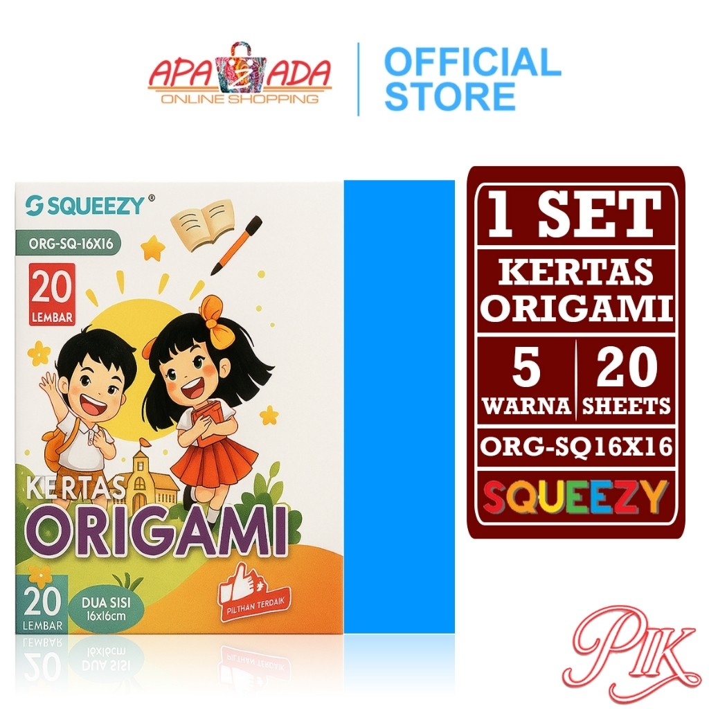 

Kertas Origami Lipat Dua Sisi [1 Set - Isi 20 Lembar] / Kertas Seni Double Face ORG-SQ-16X16