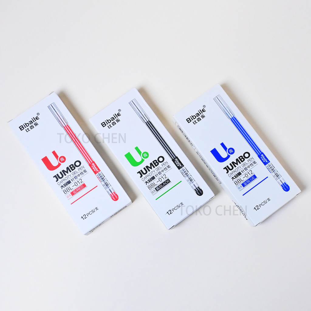 

Bibaile (ISI 12 PCS) Pena Gel 0.5mm / Pulpen Internasional Balpoin Murah