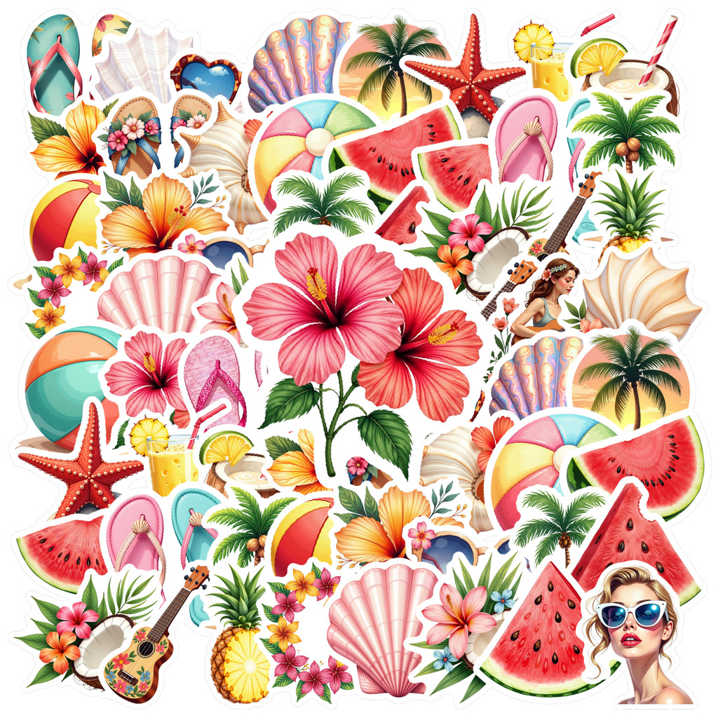 

35pcs-100pcs Decals tropical Beach Decals Holiday Stickers Decals Summer stickers for Fridge Laptop Phone