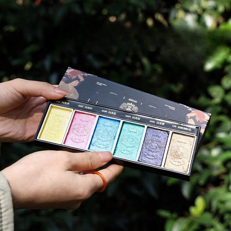 

Rubens Pearlescent Solid Watercolor Pigment 6 Colors/set Glitter Ancient Style Watercolor Painting Beginner Artist Art Supplies