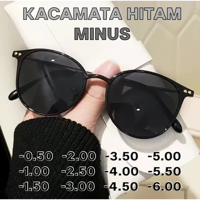 Kacamata Hitam Minus Cateye Fashion Korea Retro Zhijing-01 Sunglasses Minus -1 sampai -6  Barokah Op