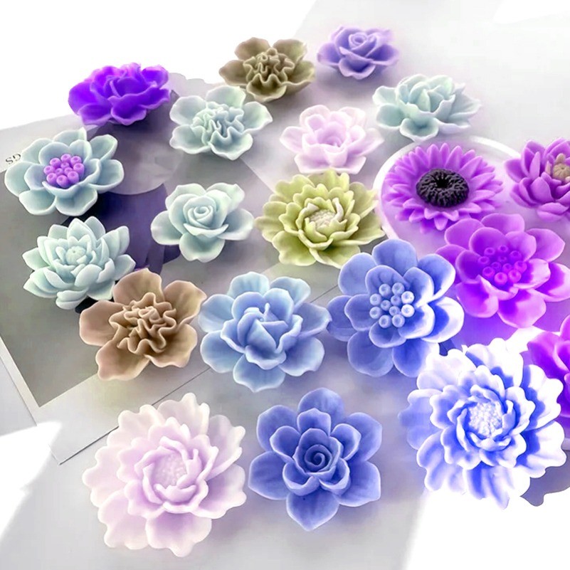 

8-10cm Sunflower Peony Rose Silicone Candle Molds Large 3D Flower Soap Plaster Resin Casting DIY Chocolate Ice Cake Baking Mold