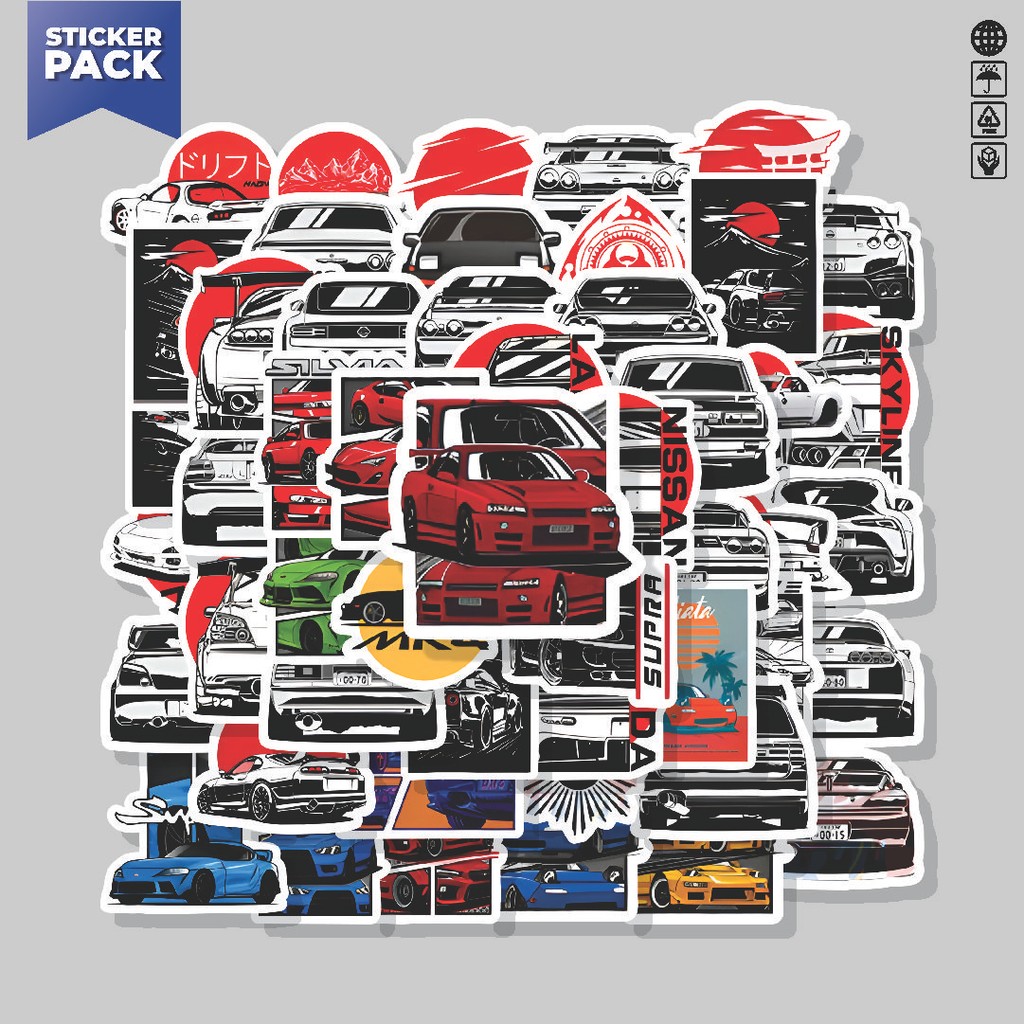 

[100PCS]Stiker Pack Stiker JDM Supercar V2 Aesthetic Vinyl Anti Air Dekorasi Sticker Laptop Buku Journal Koper Helm Casing HP Gitar Helm Skateboard