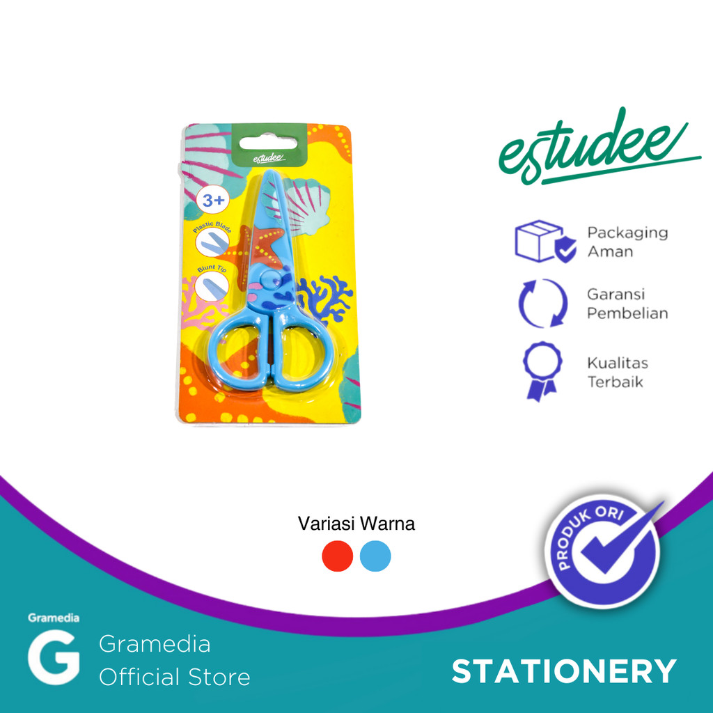 

Gunting Estudee Scissors Kids Plastic Blade 4.75inch Blue Es-Sc087