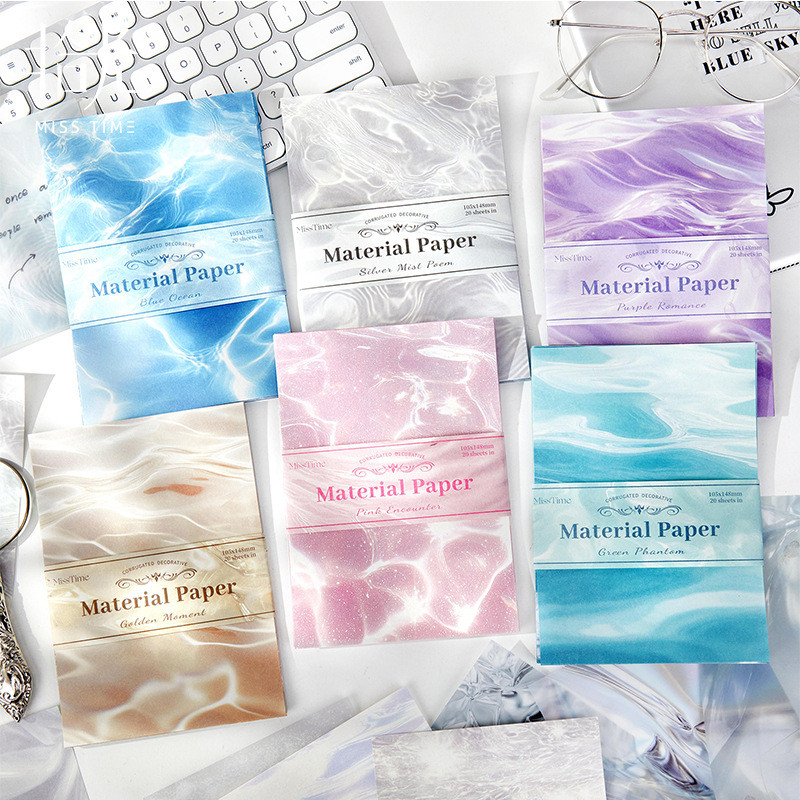 

20 pcsVintage INS Color water ripple material paper Creativity Decorative Hand Account Diary Album Scrapbooking Background paper