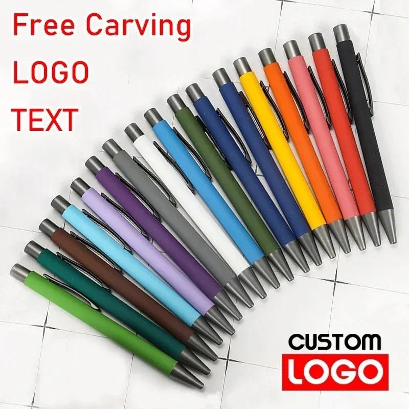 

20-200 Pens Wholesale Metal Ballpoint Pen Advertising Pen Rubber Texture Custom Logo Text Laser Engraving Customizable Name Logo