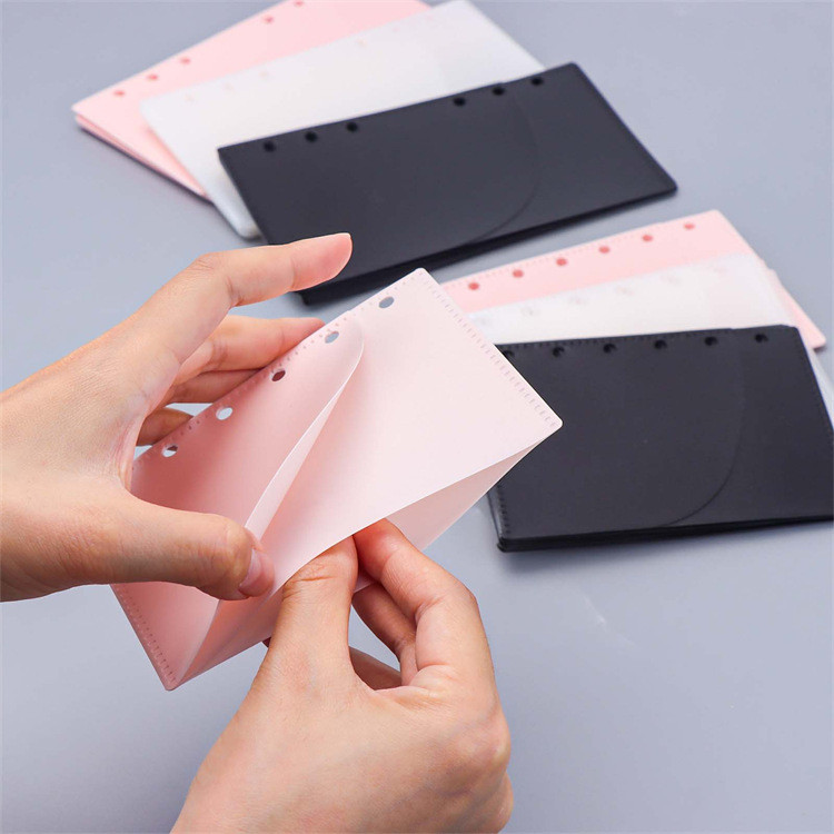 

A6 Pink Black Binder Pockets Binder Folders for Notebook Divider Page Waterproof Leaf Document Filing Bag