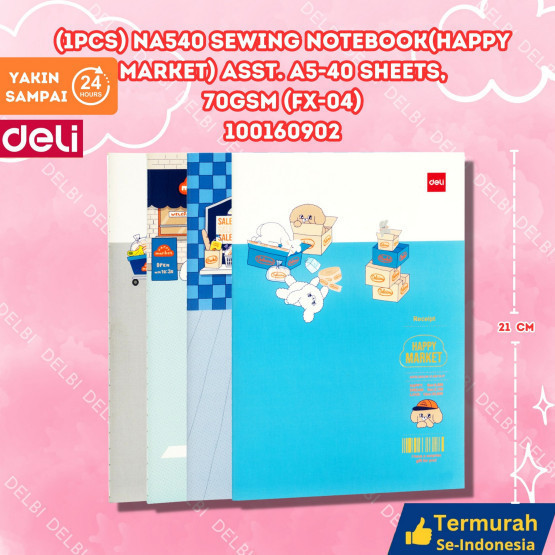 

Deli Sewing Notebook Jahit NA540 FX-04 SATUAN Buku Tulis Catatan Agenda (1PCS) NA540 Sewing Notebook(Happy market) Asst. A5-40 sheets,70gsm (FX-04)