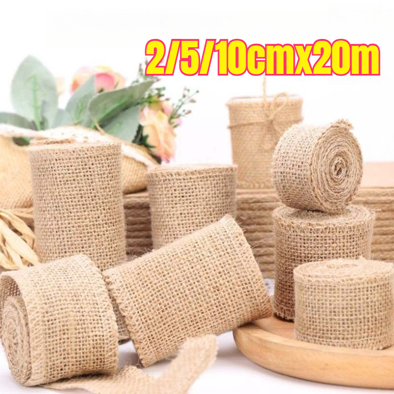

10m Pita Goni Obras 2.5cm 5cm 10cm Roll Obras Coklat Untuk Dekorasi Hampers Souvenir / Jute Ribbon