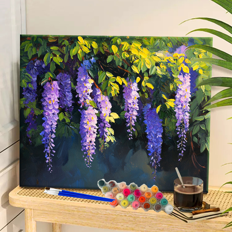 

Painting By Numbers Wisteria On A Branch Acrylic Paint Canvas Dropshipping Portrait Family Children Photo Christmas gifts