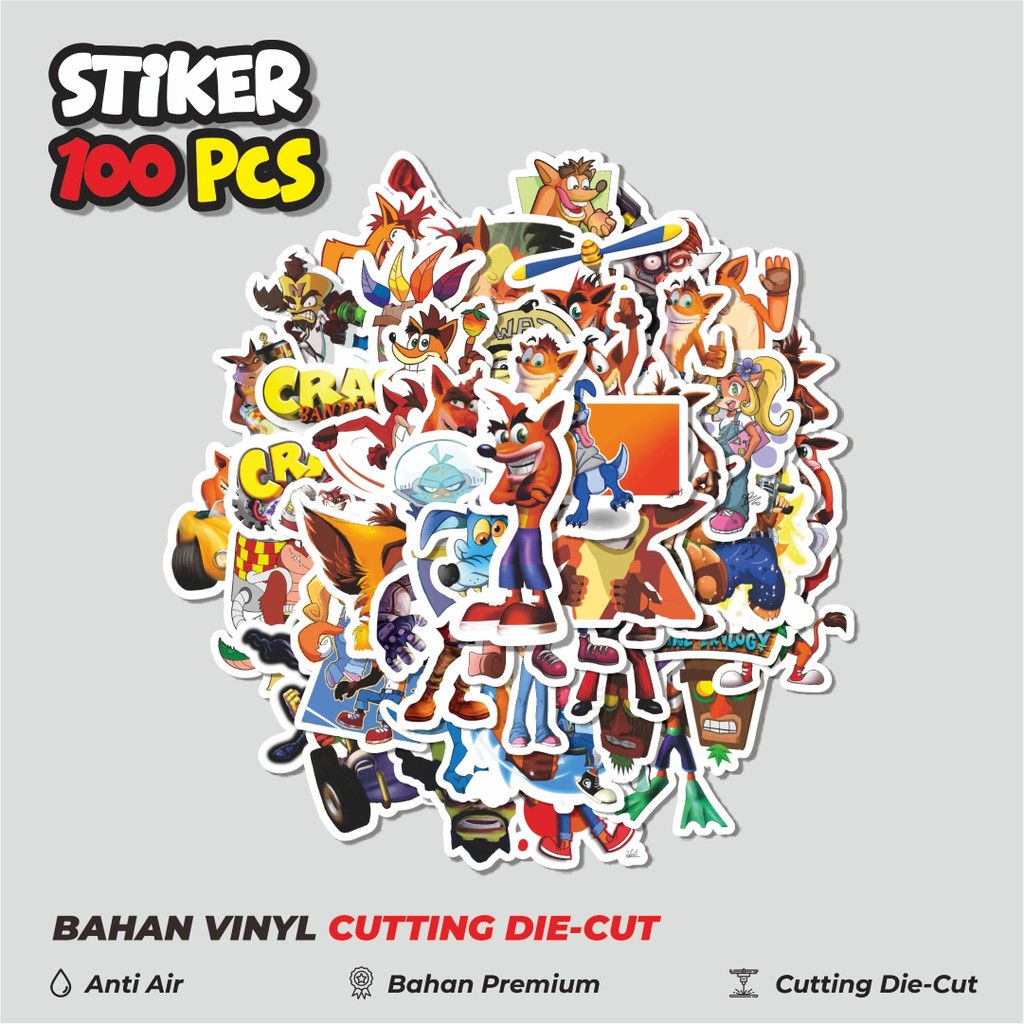 

Terbaru! 50 pcs Stiker Game Series Crash Bandicoot Character 2 Dekorasi Lucu Kreatif untuk Notebook, Skateboard, HP