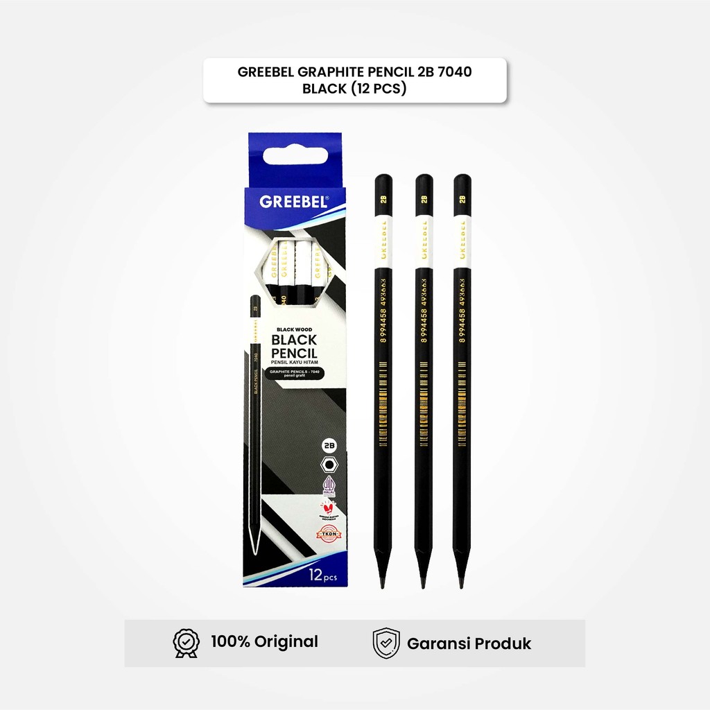 

GREEBEL Pensil kayu 2B 7040 Black (12PCS/SET) / Pensil Tulis Karakter Graphite Ujian sekolah Pensil Gambar