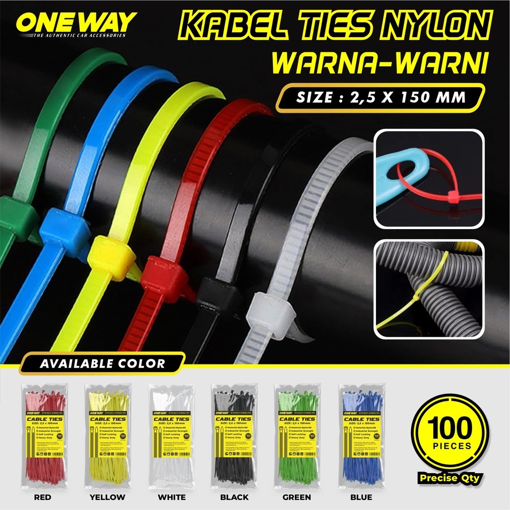 

NAJMAHJAYASHOP Kabel Tis Cable Ties Kabel Ties Tali Pengikat Panjang 2,5 x 150 mm Kabel Tis Warna isi 100pcs