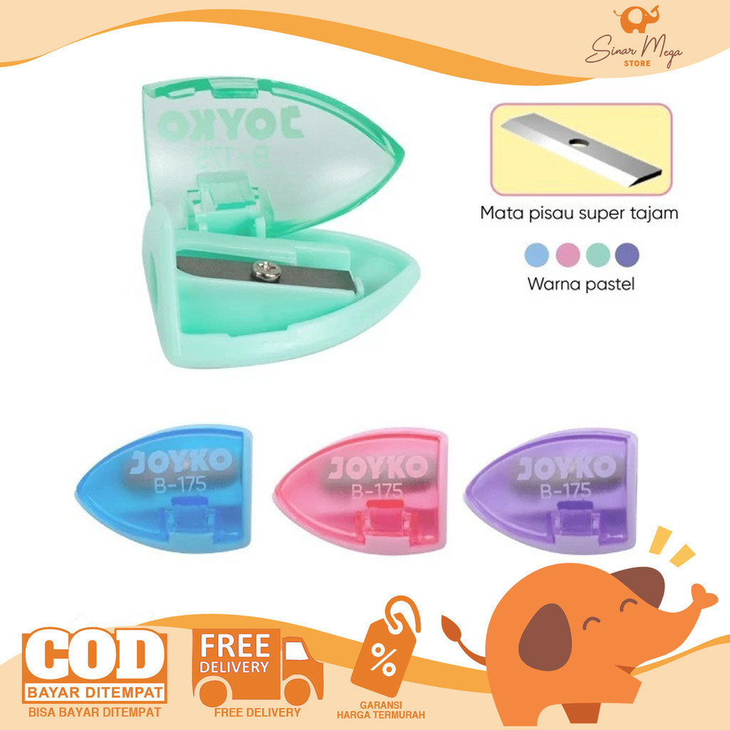 

JOYKO Sharpener B-175 1 Hole Serutan/Rautan/Pengserut Pastel Color SATUAN Murah Berkualitas
