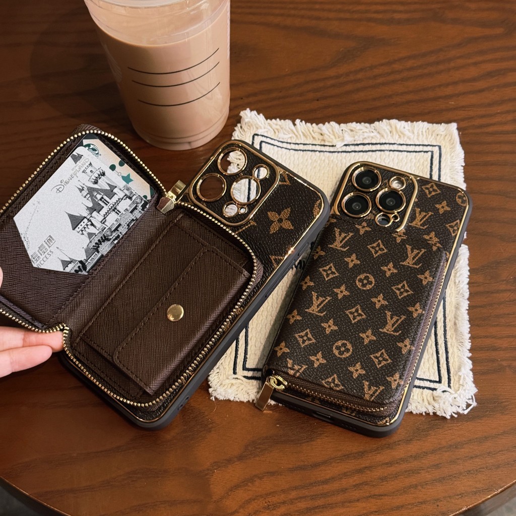 Untuk iPhone 16 Pro MAX 14 12 13 15 Pro Max iphone case / Old Flower LV Zero Wallet / 14PROMAX berku