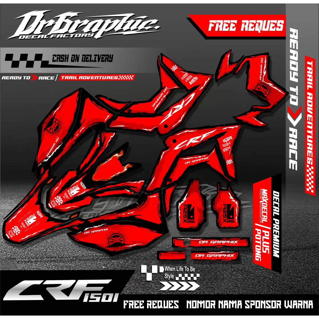 COD Decal CRF 150L New - Decal CRf Full Body Pola Pesisi Motif Kartun Custom MAXdecal/inflex