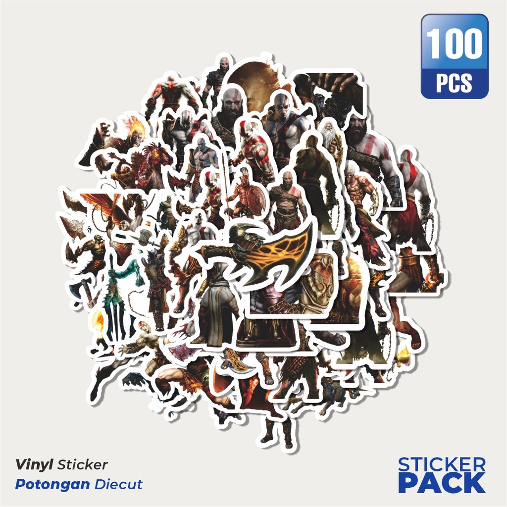 

Super Hemat! 100 PCS Stiker Video Game Series God Of War Character Mix Dekorasi Lucu Kreatif untuk Notebook, Skateboard, HP