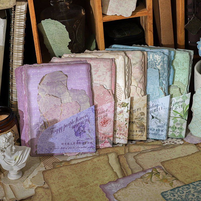 

30 pcs Vintage INS Smudge theme material paper Planner Decorative Hand Account Diary Album Scrapbooking Background paper