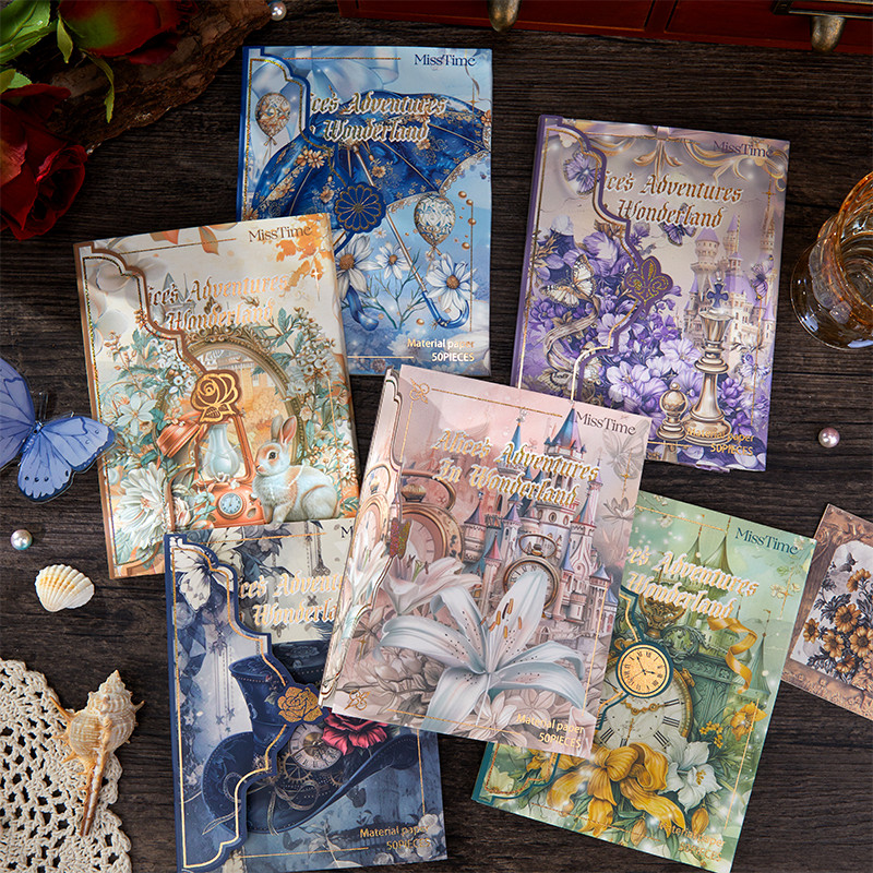 

50pcs Alice's Dream Decor Scrapbooking Vintage Material Paper Combo Kit DIY Junk Journal Collage Photo Album Retro Art paper