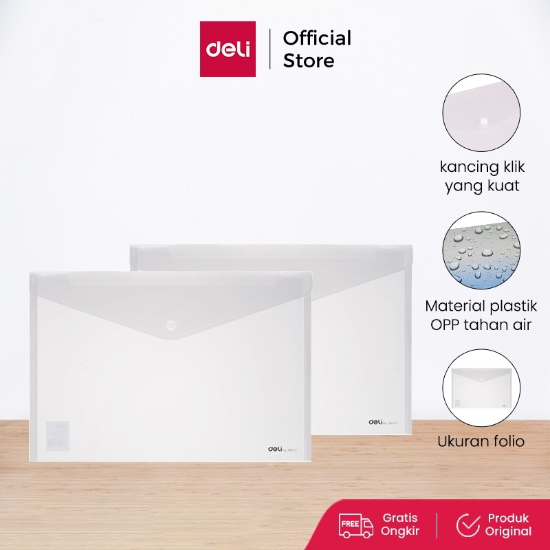

Deli File Bag / Map Transparan Bahan PP Ukuran Folio Tahan Air E38165