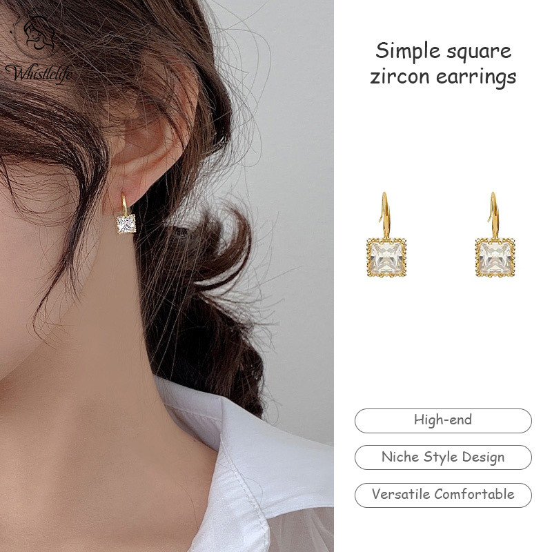 COD Anting S925 Silver Stitch Anting Kompak Anting-anting Blok Yang Indah Anting-anting Niche Wanita