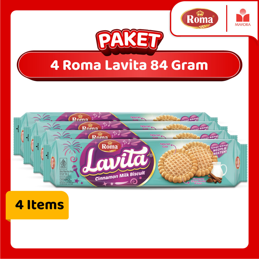 

Paket 4 Biskuit Roma Lavita 84 Gram