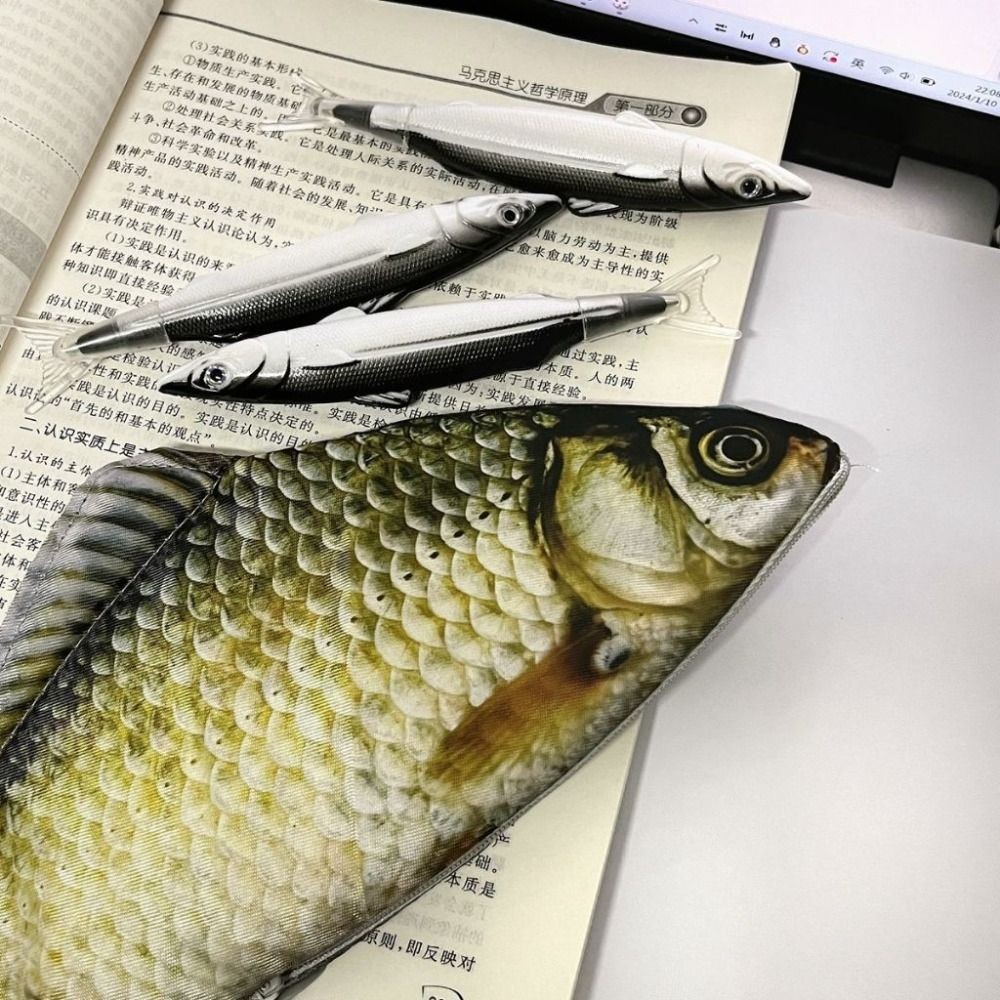 

High Quality Large Capacity Pen Bag Simulated Crucian Carp Multifunctional Storage Bag Pencil Case School Office