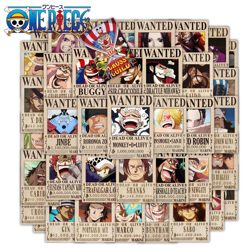 

50pcs ONE PIECE Nika Luff Wanted Posters Anime Cartoon Stickers Laptop Motorcycle Travel Waterproof Decorative Stickers Gift
