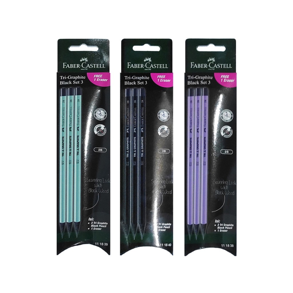 

Pensil Faber Castell Tri Graphite Metallic / Pensil Segitiga Warna Metalik Set 3 Gratis Penghapus