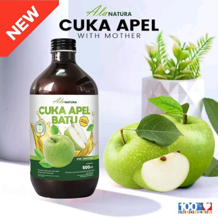 

Vinega Cider cuka apel 500ml/ Cuka Apel Hijau with mother , organik & RAW