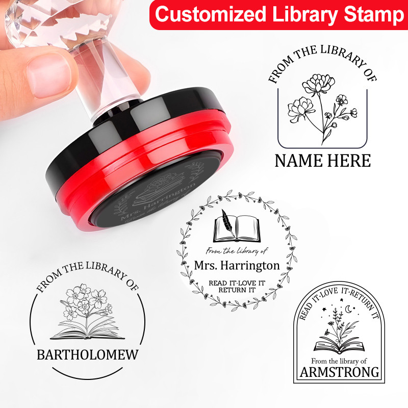 

Personalized Library Stamp with Custom Logo - Reusable Self-Inking Book Seal for Schools, Bookstores & Reading Enthusiasts