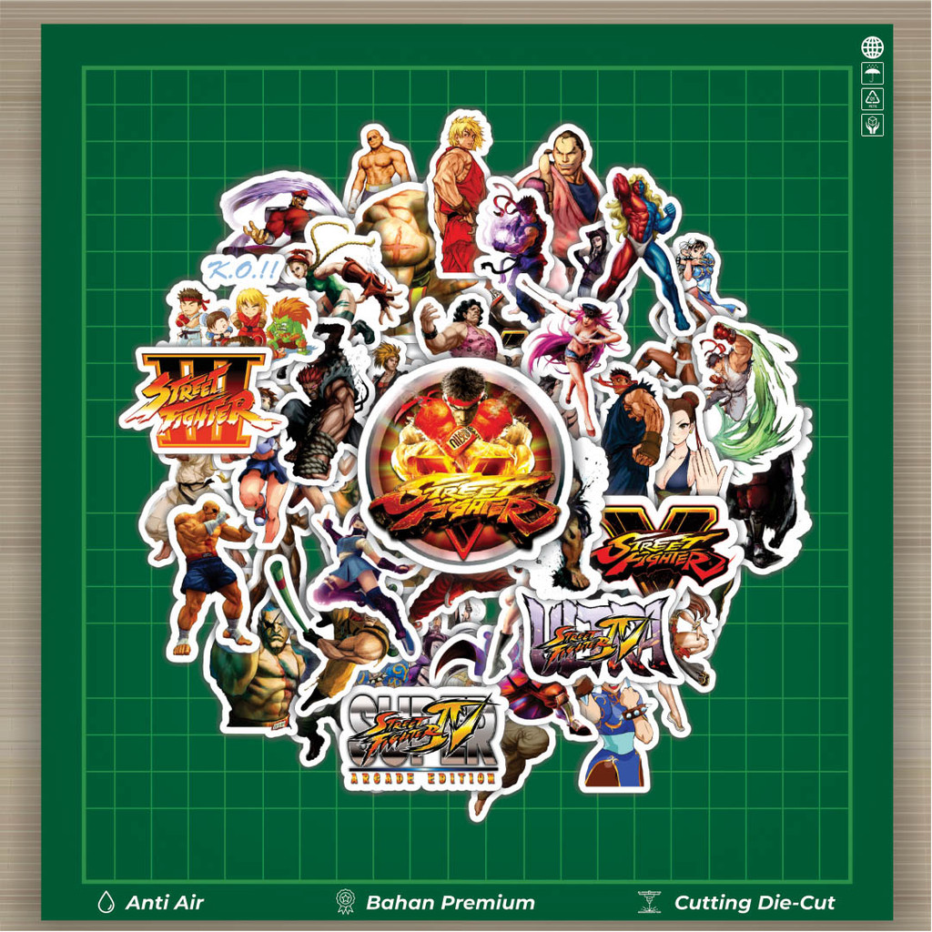 

HOT 50 PCS STIKER Stiker Video Game Series Street Fighter Character Mix 3 Stiker Fashion Cars Decal Dingin Kartu Album Custom Vinyl Anti Air- Sticker Aesthetic Buku Journal Koper Casing HP Tablet Laptop Helm Motor Botol Minum