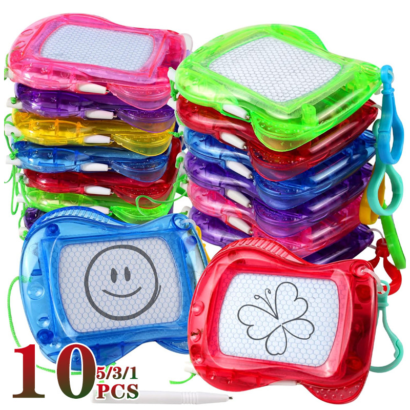 

1-10 adet Mini manyetik çizim tahtasında anahtarlık Doodle Pad Stylus ile taşınabilir oyuncak silinebilir yazı tahtası eğitici çocuklar hediye