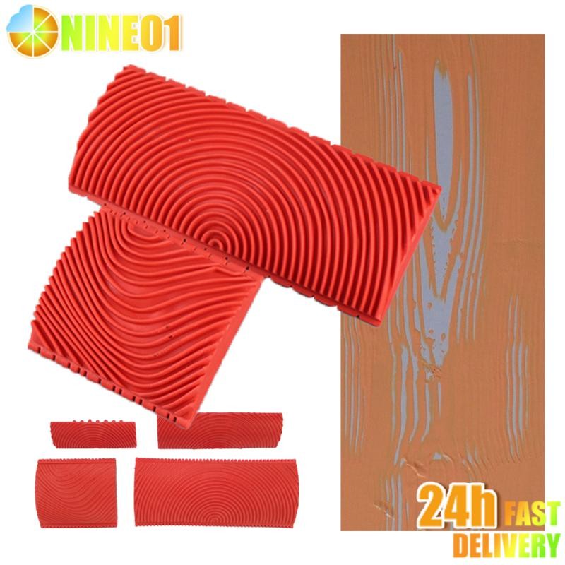 

Rubber Wood Grain Paint Roller DIY Graining Painting Tool Wood Grain Pattern Wall Rollers Brush With Handle Paint Scrapers Tools