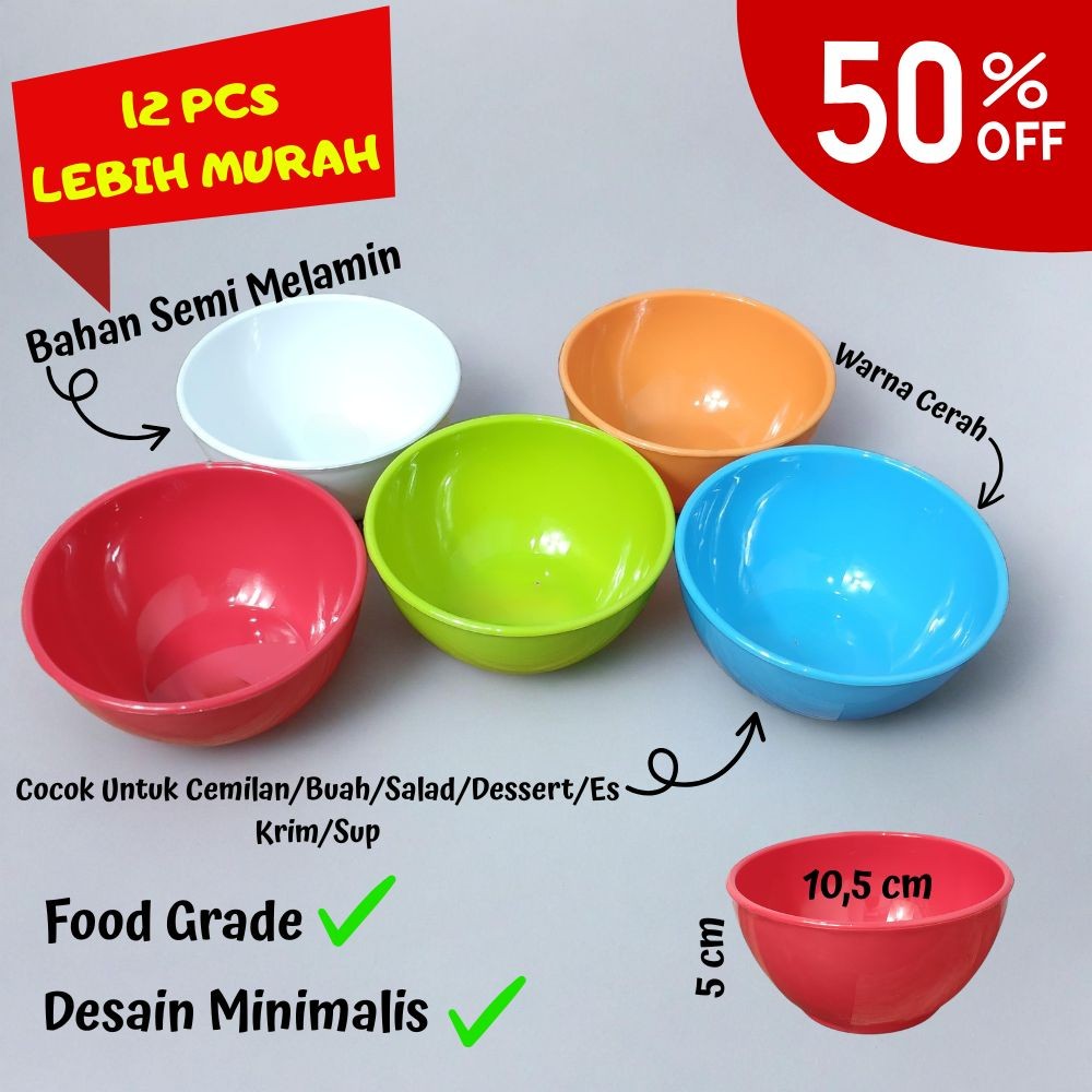 [PROMO] Mangkok Melamin Mangkuk Semi Melamin Kecil Warna Cocok untuk tempat cemilan, buah, salad, es