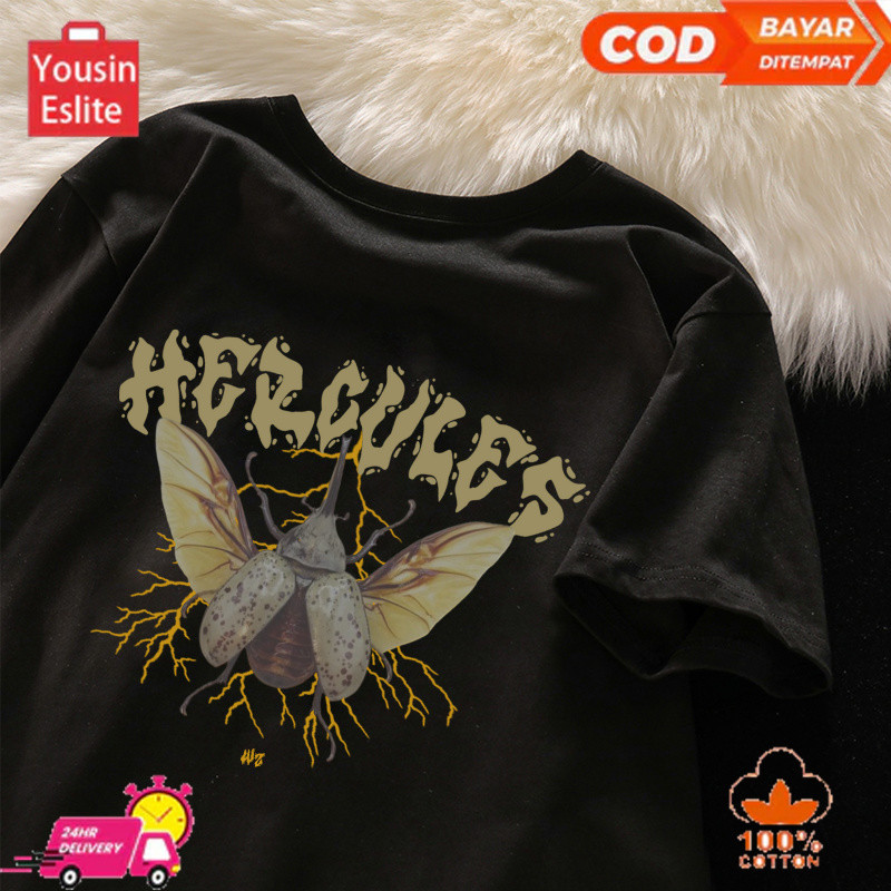 (Promo)Oversize Tshirt Kumbang Hercules Kaos Distro Pria & Wanita Atasan lengan pendek streetwear bo