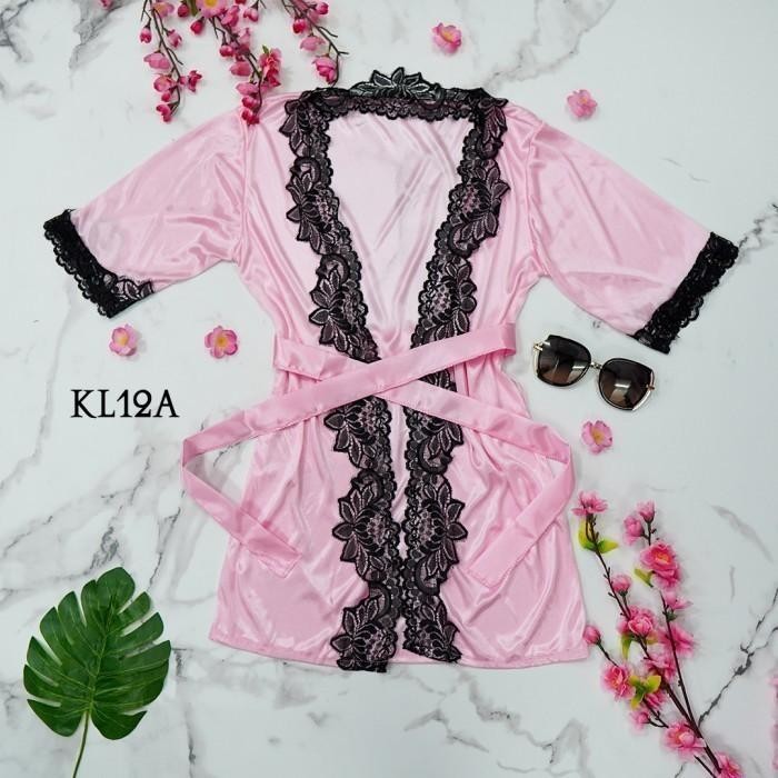 Kimono Tidur Premium Lingerie Wanita Soft Pink Modern KL12A