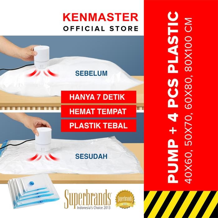 Pompa / Vacum Plas Traveling / Vacum Plastik Baju / Vacum Pakaian - VACUM+4 PLASTIK