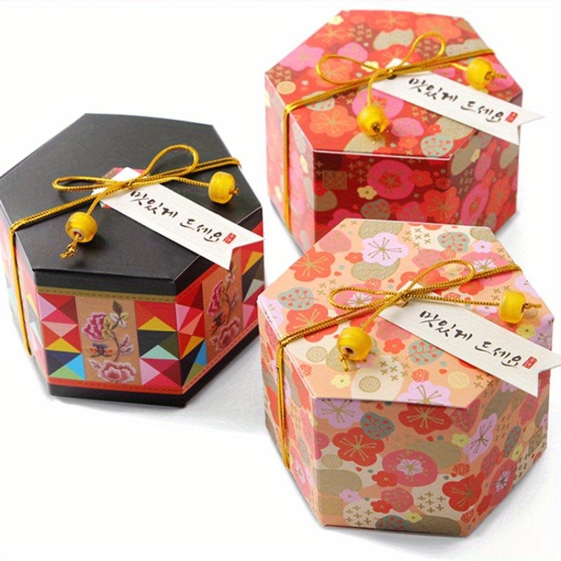 

Festive Hexagonal Creative Candy Box, Cowhide Cardboard Box, Suitable for Thanksgiving, Halloween, and Gift Packaging