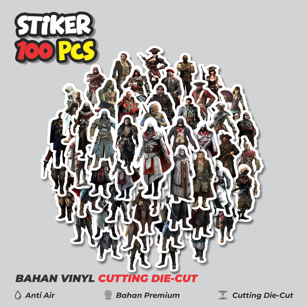 

Terbaru! 50 pcs Stiker Game Series Assasin's Creed Universe Mix 3 Dekorasi Lucu Kreatif untuk Notebook, Skateboard, HP