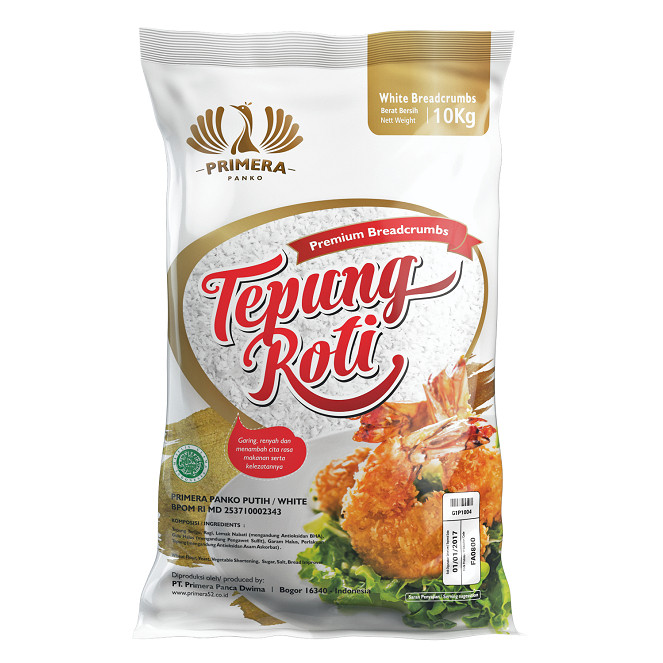 

Primera Panko Panir Tepung Roti Putih White Breadcrumbs Zak 10 Kg