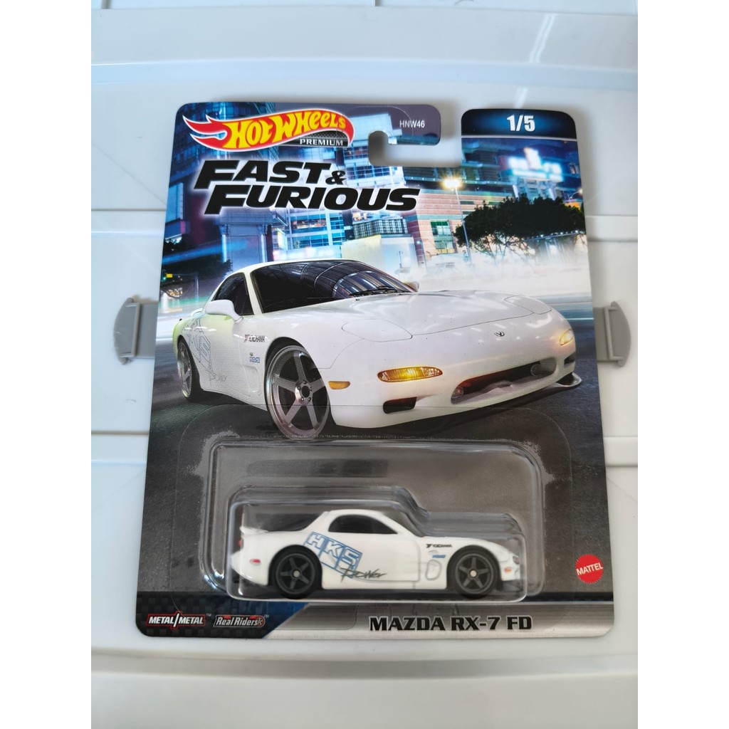 HOT WHEELS PREMIUM FAST FURIOUS MAZDA RX-7 FD HKS PUTIH ORIGINAL MATTEL