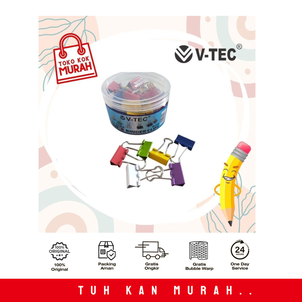 

V-TEC BINDER CLIP WARNA / TUBE NO .107 -40 PCS