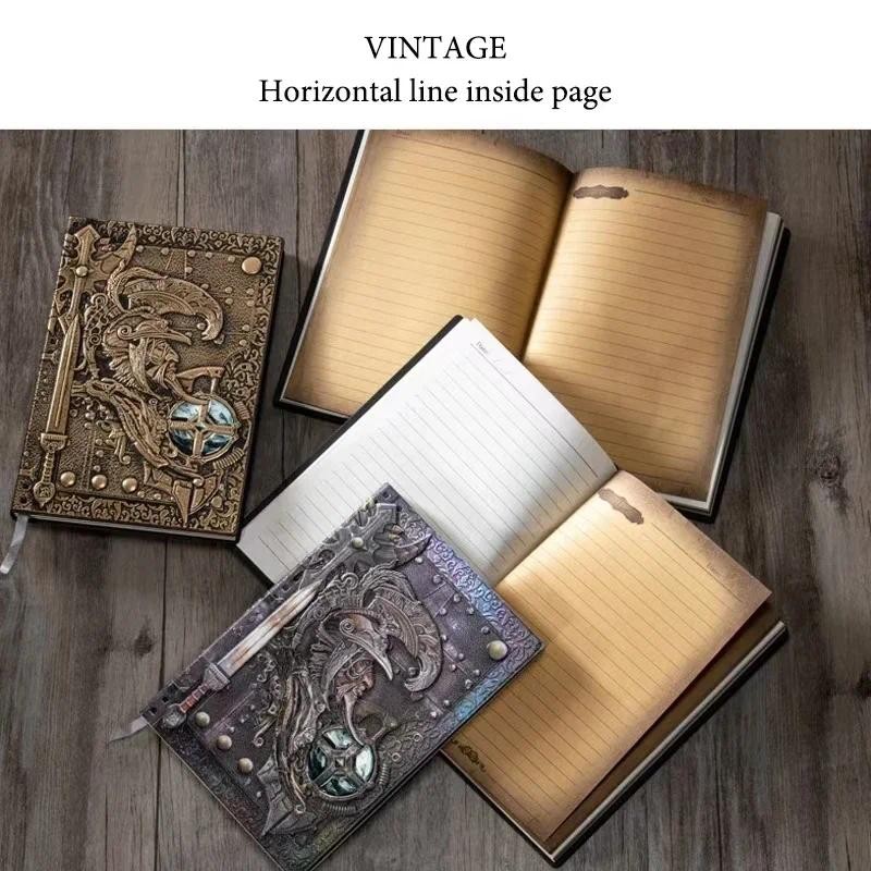 

Vintage 3D Embossed god of war A5 Notebook Hardcover PU Cover 100 Sheets/Book Horizontal Line Page Office Learning Diary QP-82