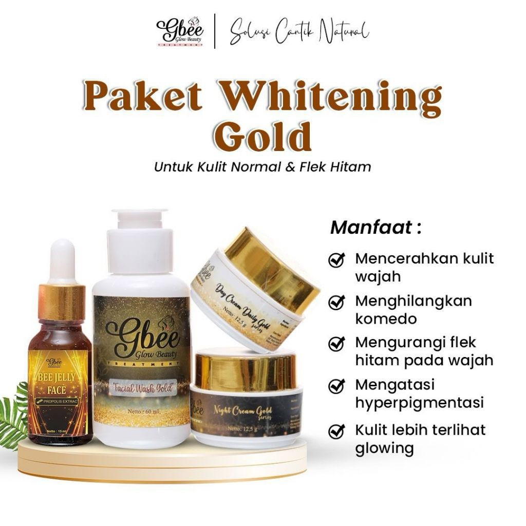 Gbee Glow Beauty Skincare BPOM Paket Gold Whitening ori