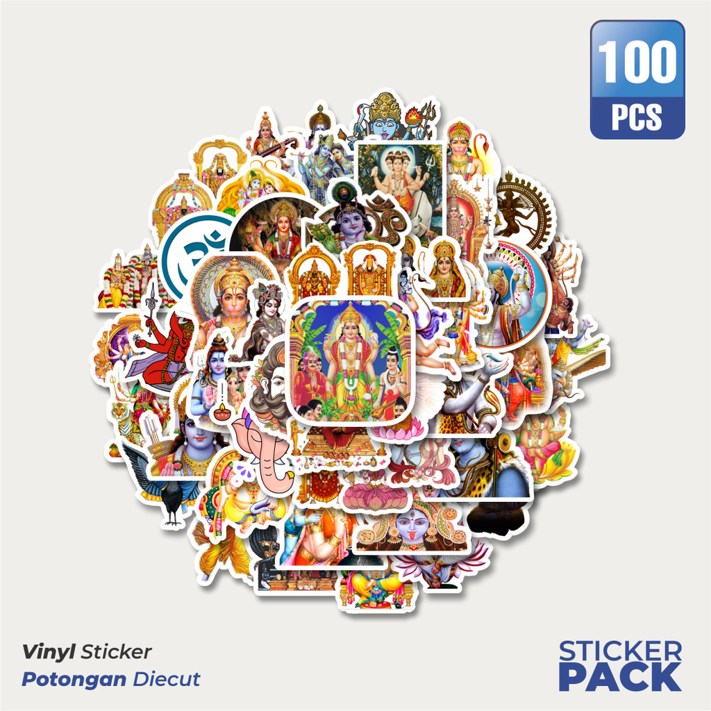 

MURAH 100 PCS Stiker Hinduism God Mix 1 Waterproof Aesthetic- Untuk Laptop, Motor, dan Helm - Paper Stationery Pack