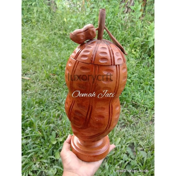 TOPLES TEMPAT PERMEN MOTIF KACANG WARNA PLITUR ALAMI  Kayu Jati - TOPLES, KAYU JATI LC4354